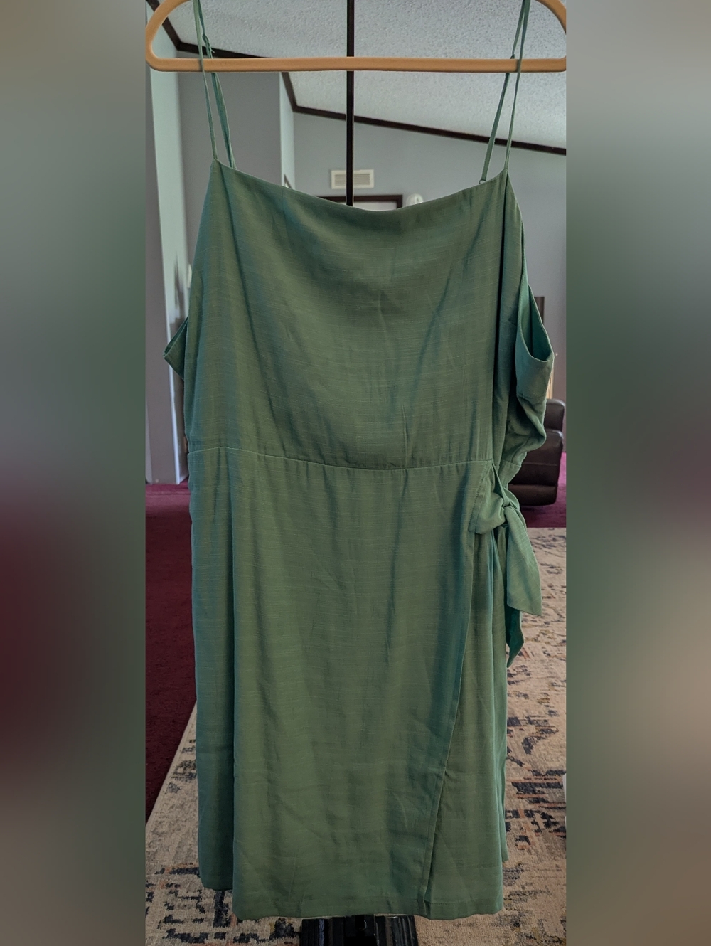 Nine West Green Sleeveless Tie-Waist Dress